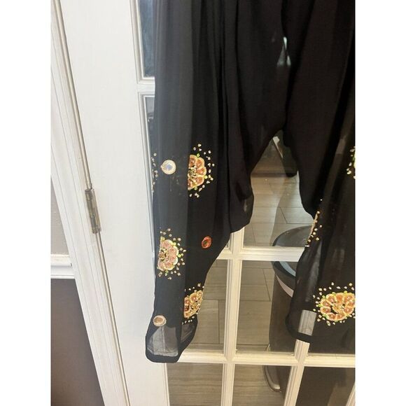 Black Sequined Lagenlook Harem Drop Crutch Slouchy Pants Size 6 - 8.     Mm - Picture 2 of 9